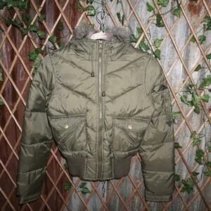 Small - Vintage Y2K red fox 2000s military fur hood jacket